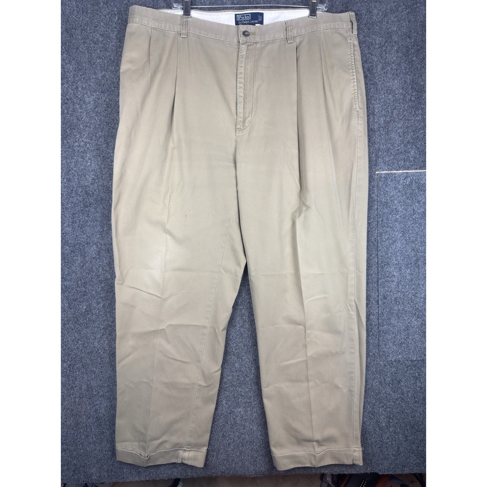 Polo Ralph Lauren Mens Size 40x32 Hammond Classic Chino Pants Tan Pleated Cuffed